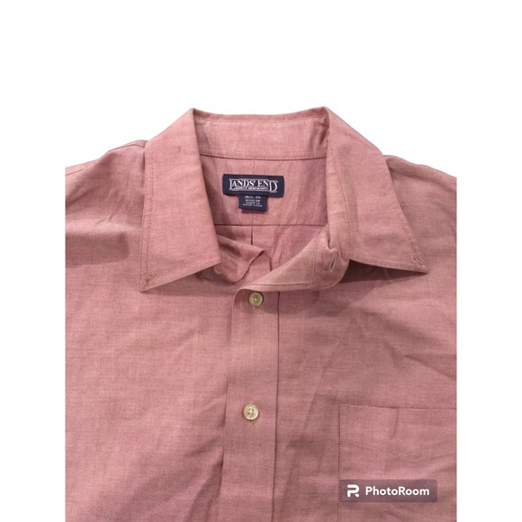 Land's End Men's Long Sleeve Maroon Button Up Dress Shirt Size L 16.5 (35) - Picture 4 of 6